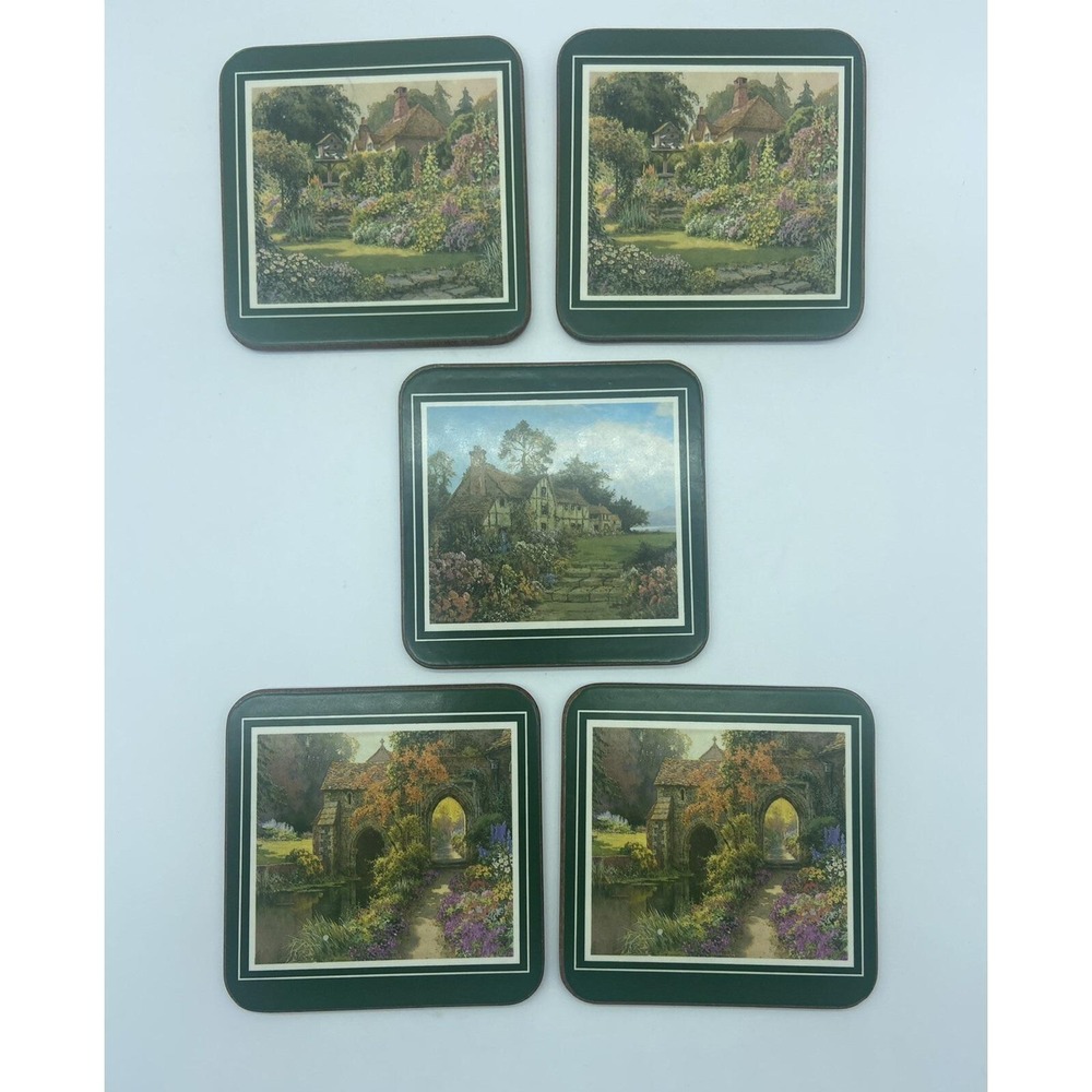 Pimpernel Cottage Floral Garden Nature Coaster Set of 5 England Cork Back